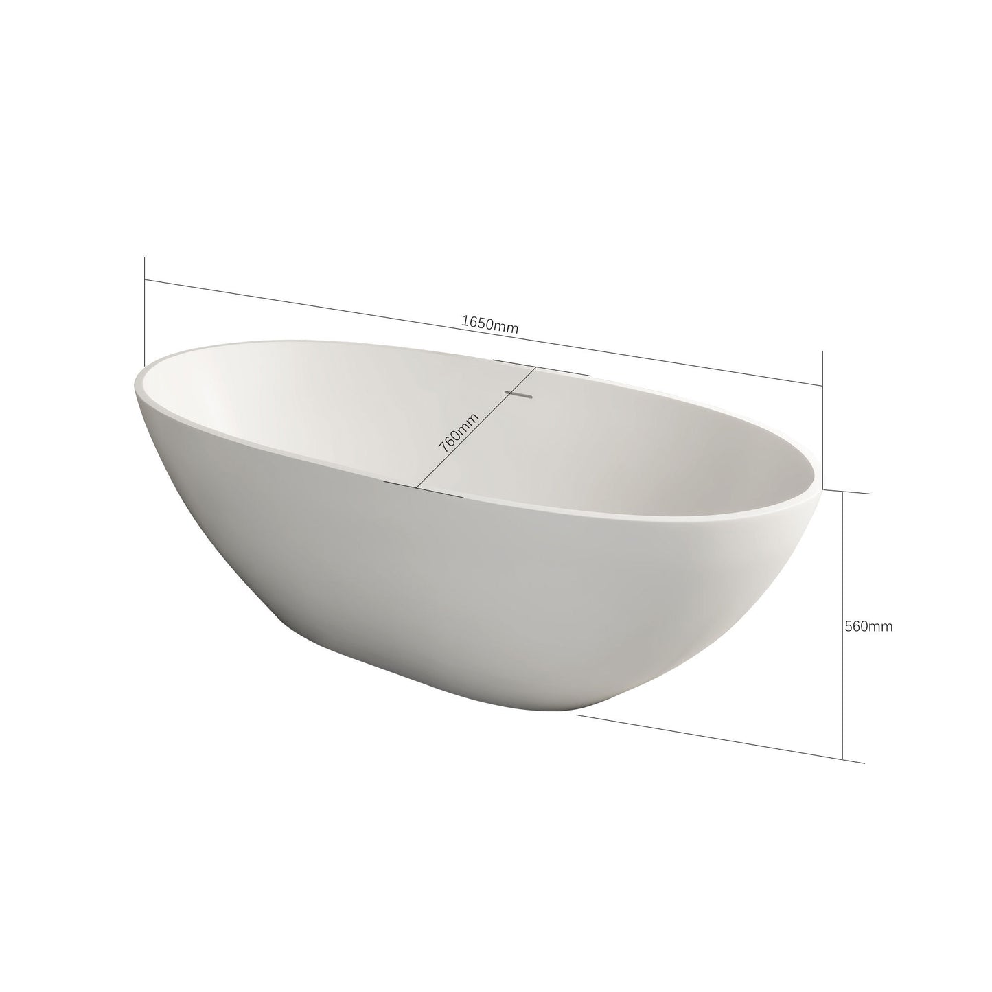 Mew 65" Solid Surface Freestanding Soaking Bathtub - Matte White