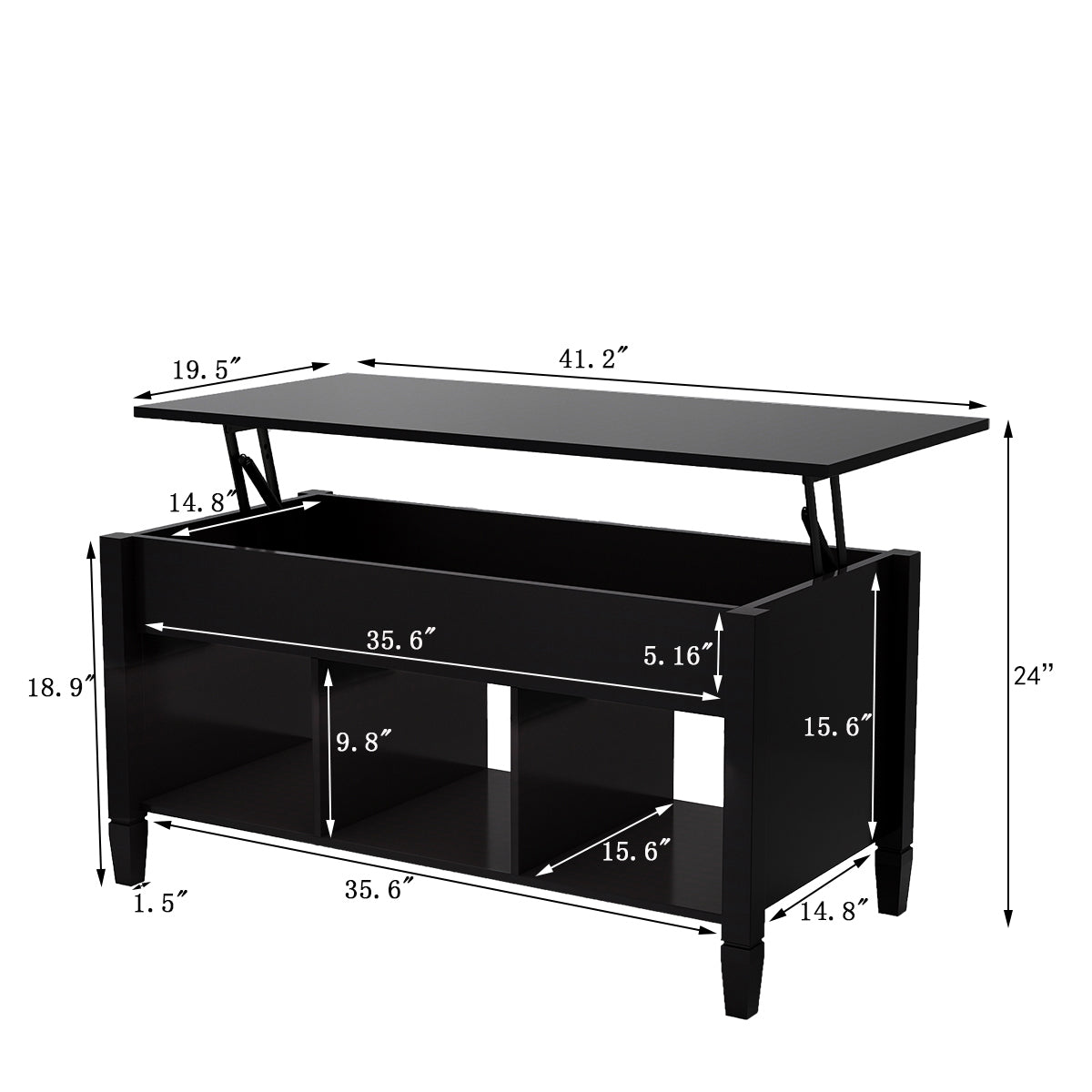 Wise Lift Top Coffee Table - Black