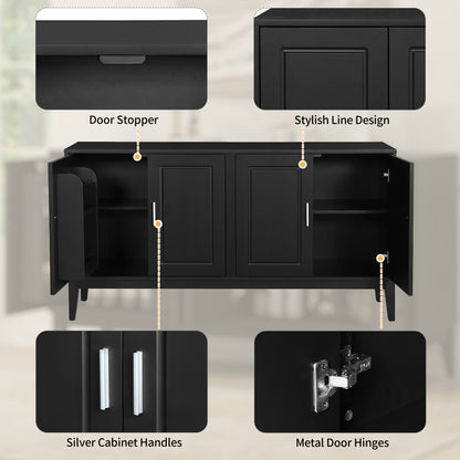 Sonia 4-Door Sideboard Buffet - Black