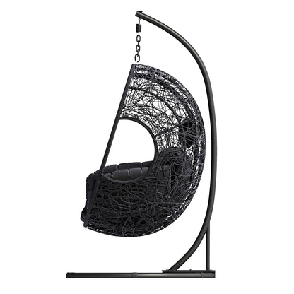 Beebe Wicker Swing Chair With Stand - Gray