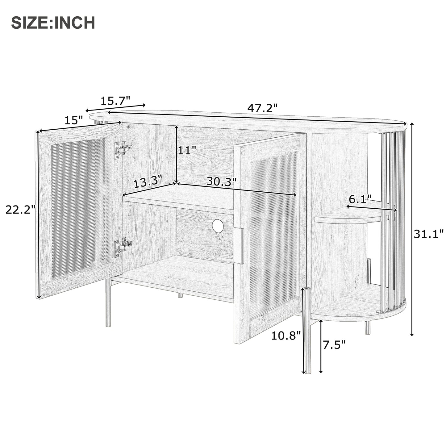 Amari 2- Rattan Door - White