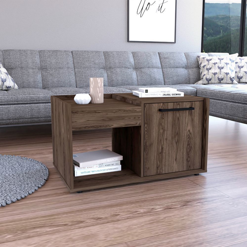 Lana Single Door Cabinet  Coffee Table -  Dark Walnut
