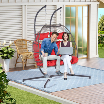 Thornton For 2 People Outdoor Rattan Hanging Chair - Red