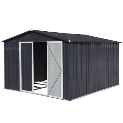 Homer 10 X 8 ft Metal Garden Sheds Outdoor Storage - Dark Gray