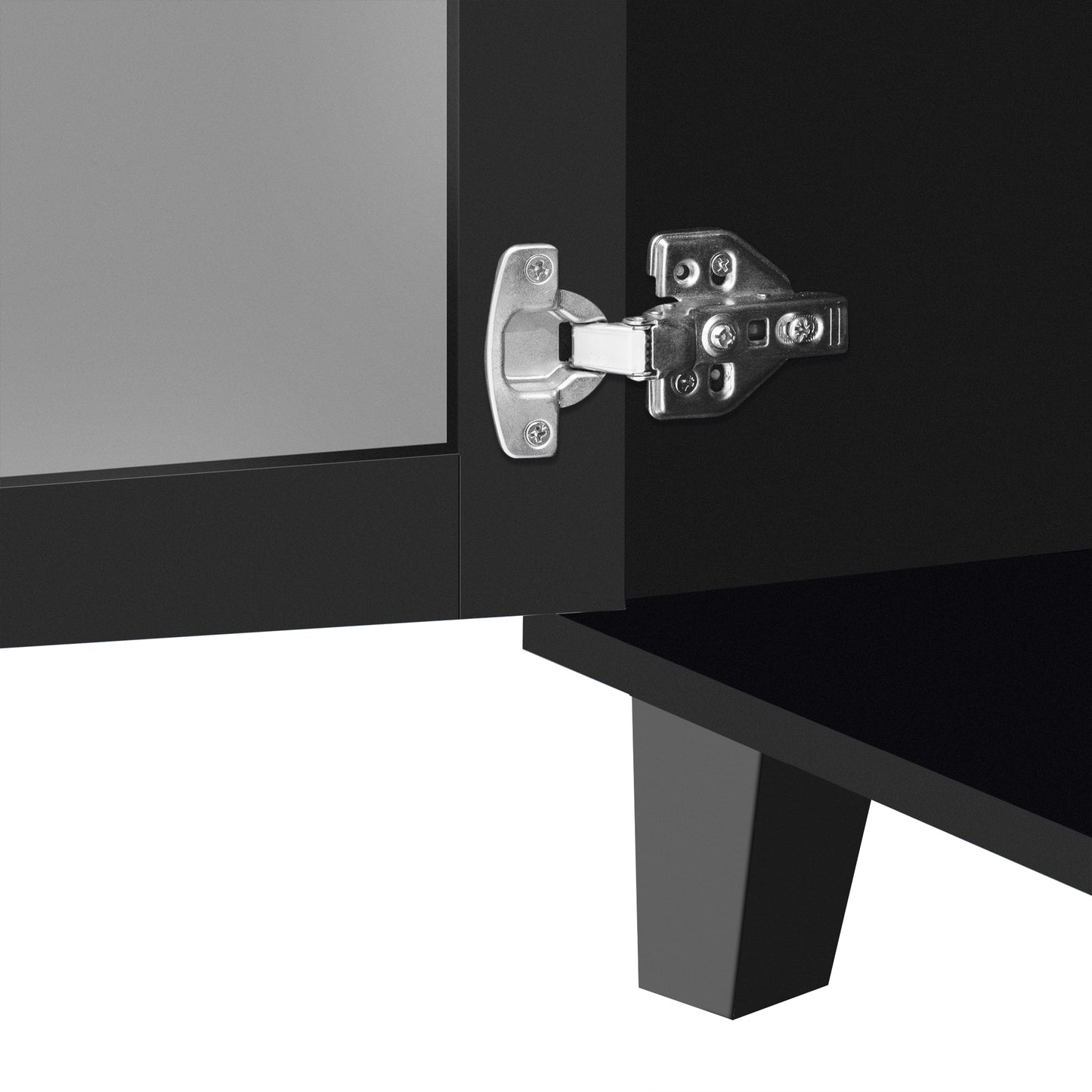 Hynes 4-Door Mirror Buffet Cabinet - Black