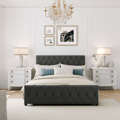 Apex Full Size Storage Bed Metal Platform Bed with Drawer - Gray