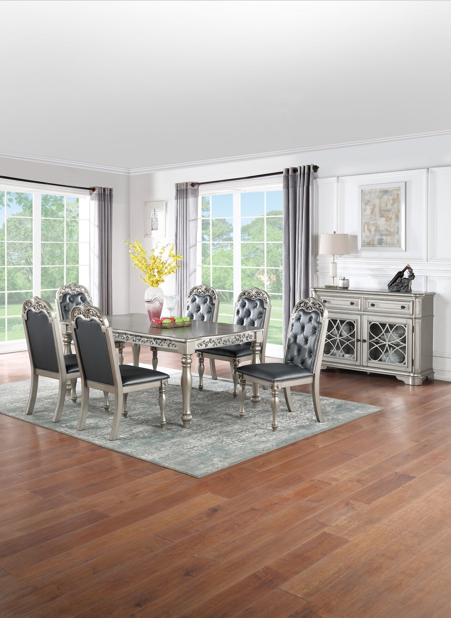 Hampton Majestic Formal Dining Chair (Set of 2) - Silver+Grey