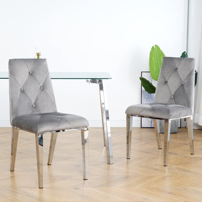 Valerio Velvet Dining Chairs with Chrome Leg (Set of 2) - Dark Gray