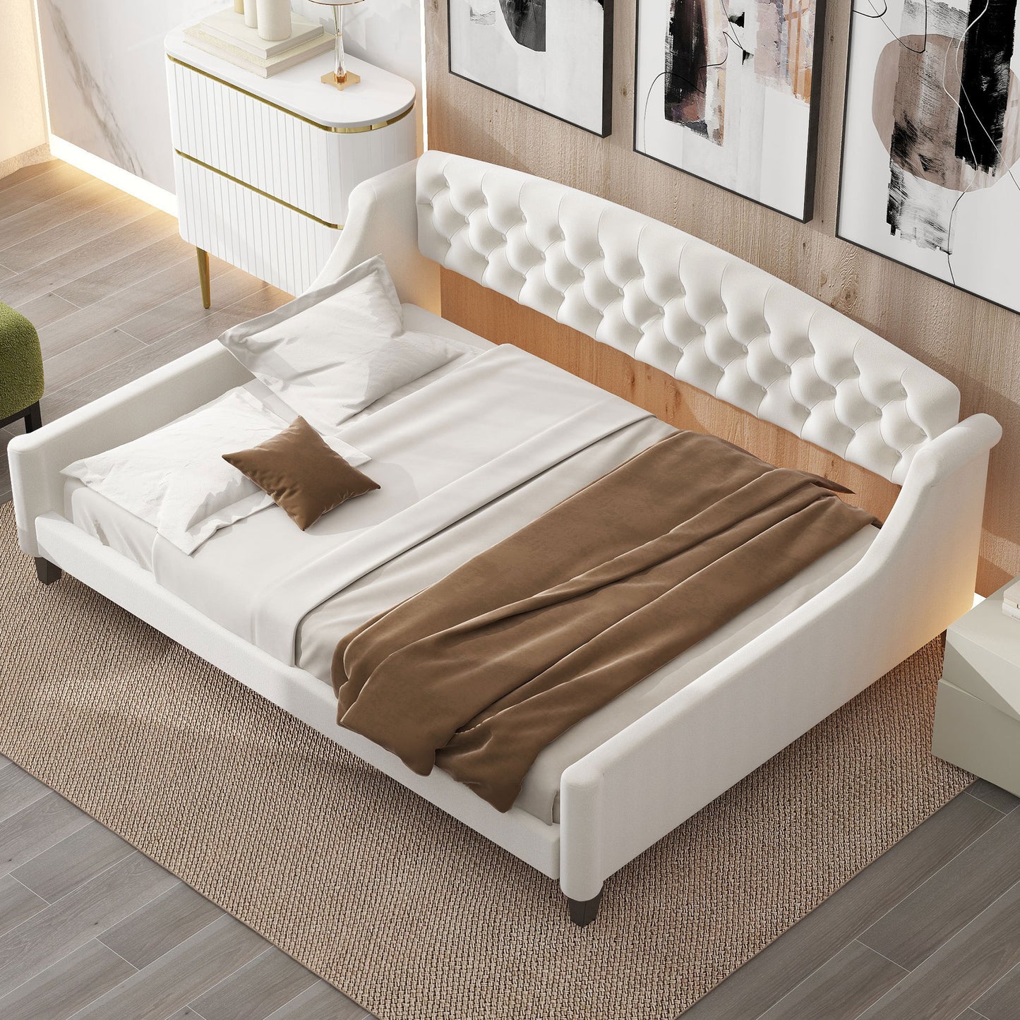 AF Luxury Tufted Button Full Size Daybed - Beige