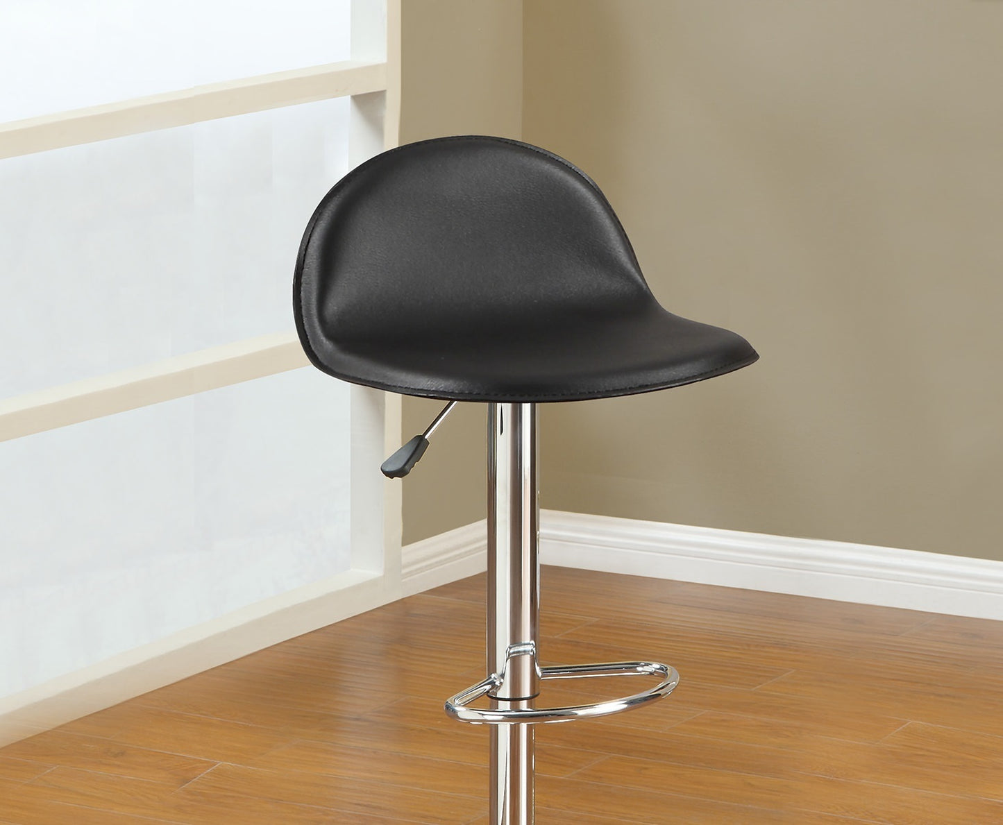 Faux Leather Stool Adjustable Height Chairs - Black Set of 2