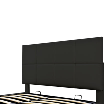 Lino Full Size PU Storage Bed w Hydraulic System - Black