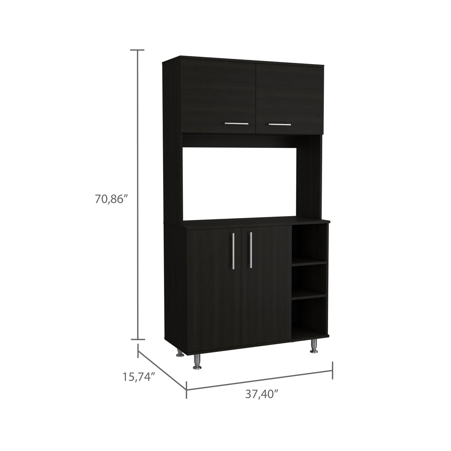Bayshore 3-Shelf Pantry Cabinet - Black