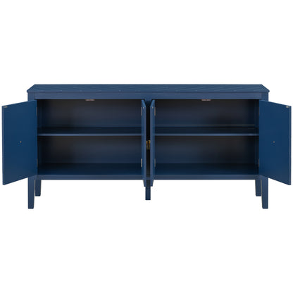Briony Geometric Line Patterns Sideboard Buffet - Navy Blue