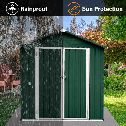 Nister 4 X 6 ft Metal Garden Sheds Outdoor Storage - Green