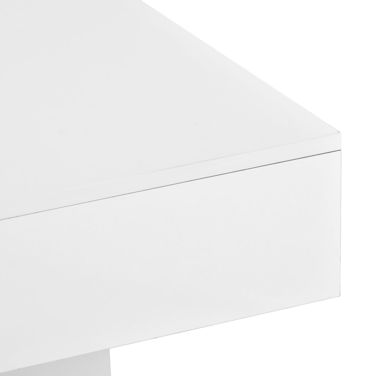 Square Coffee Table with Detachable Tray and LED Lights - White