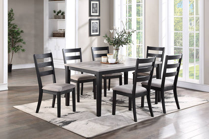Zac 7pc Dining Set Wooden Top and Chairs Cushions Seats 2 Tone  - Natural