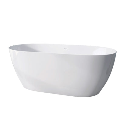 Nuvo 59" Acrylic Free Standing Oval Shape Soaking Tub - Gloss White