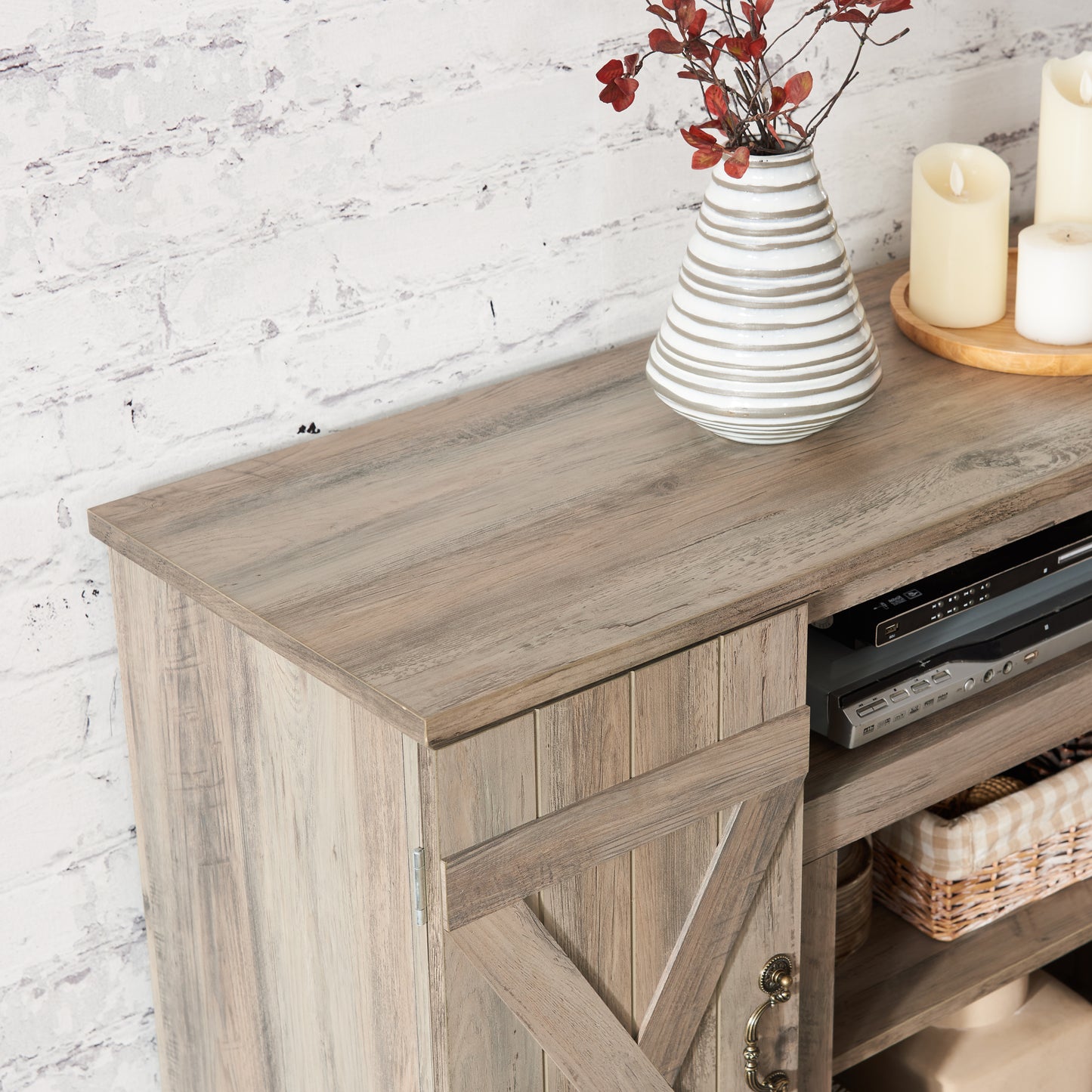 Utopia Media TV Stand Antique Entertainment Console - Gray