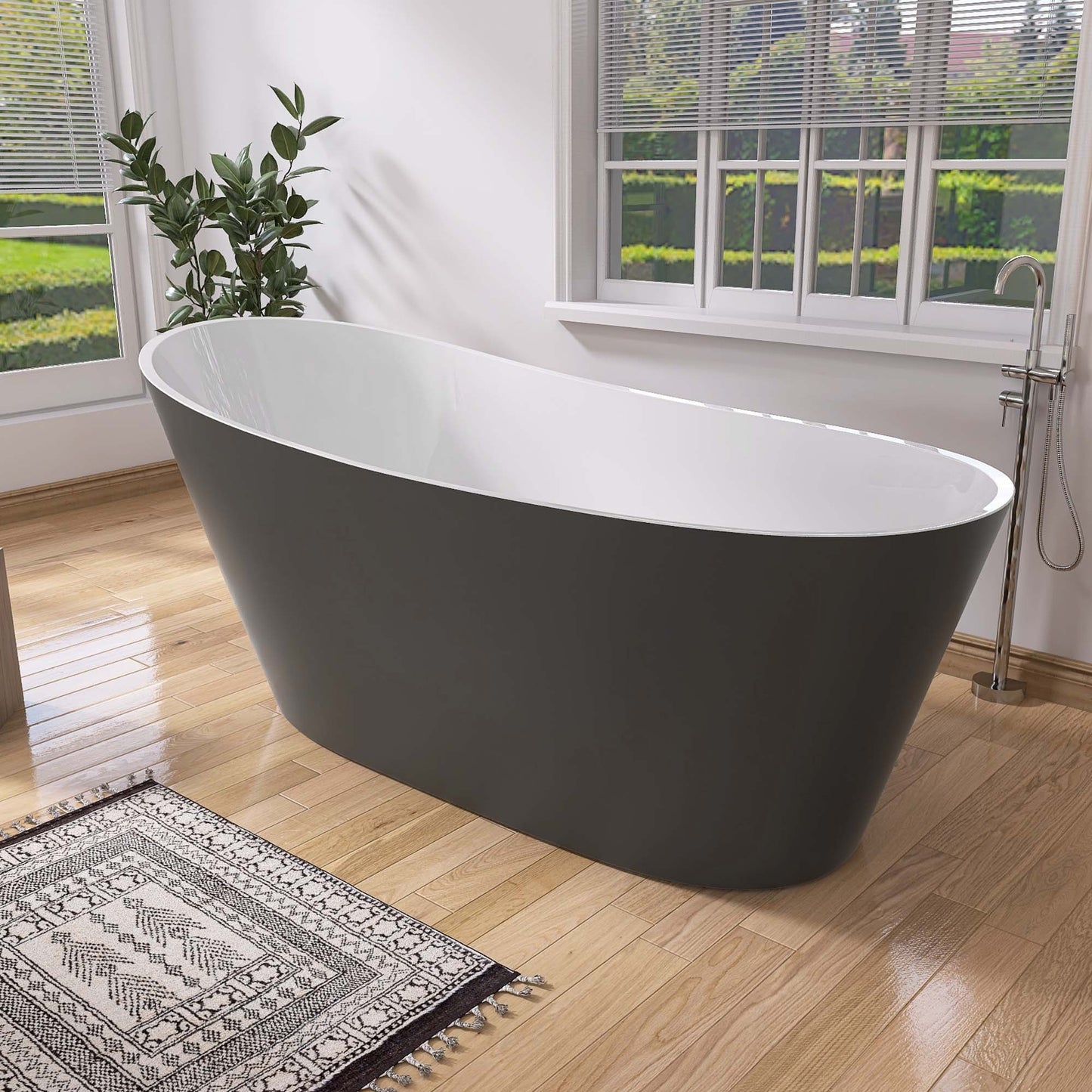 Nest 59" Acrylic Freestanding  Soaking Bathtub - White+Gray
