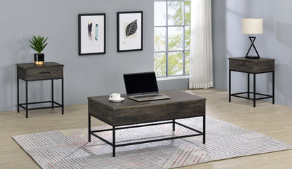 Cliff Lift Top Coffee Table and 2 End Table 3 Piece Set  - Brown