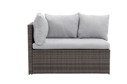 Kyoko 7 Pc PE Rattan Wicker Patio Dining Sectional Cusions Sofa Set - Gray