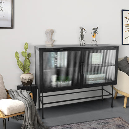 Pratt II Double Door Tempered Glass Sideboard - Black