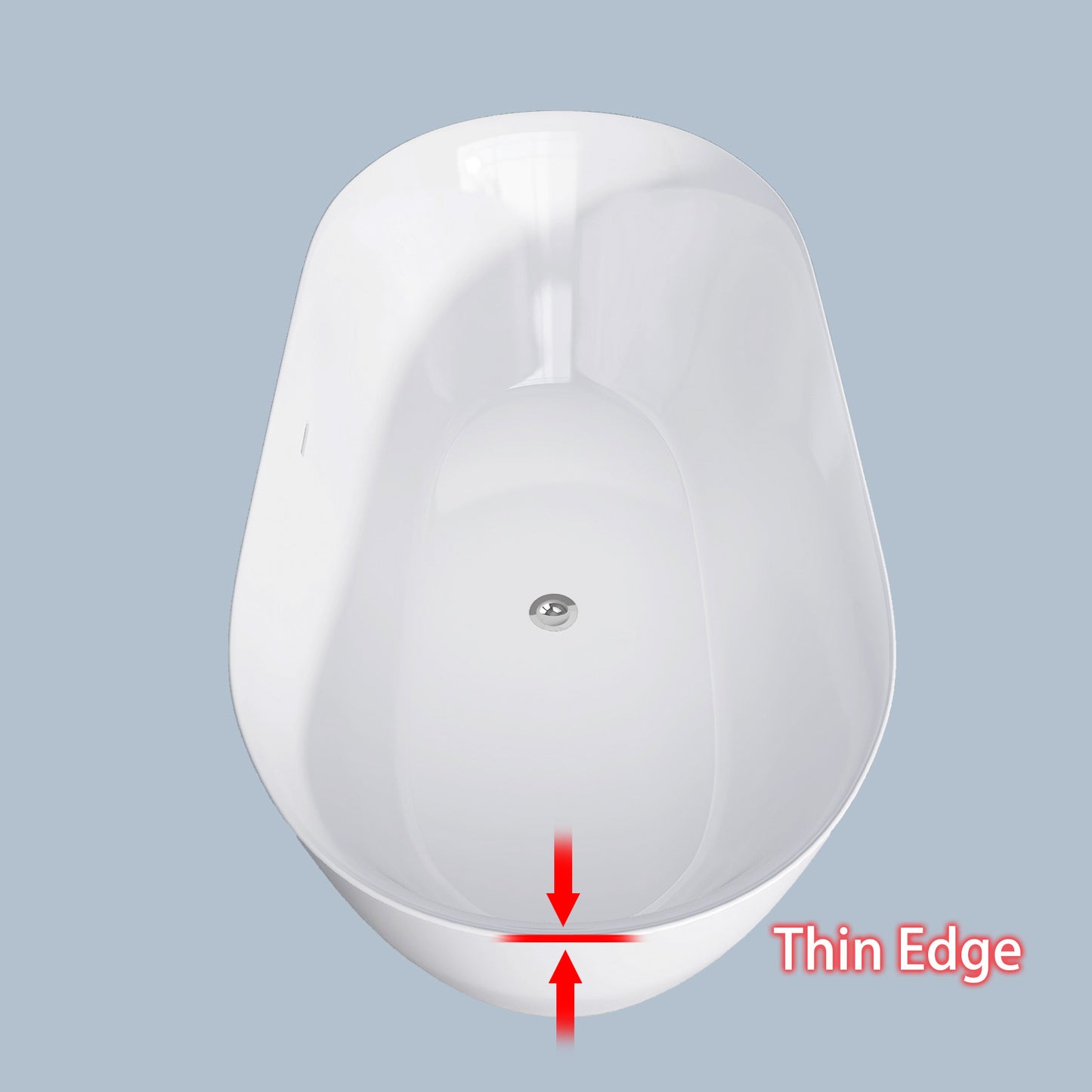 Nuvo 59" Acrylic Free Standing Oval Shape Soaking Tub - Gloss White
