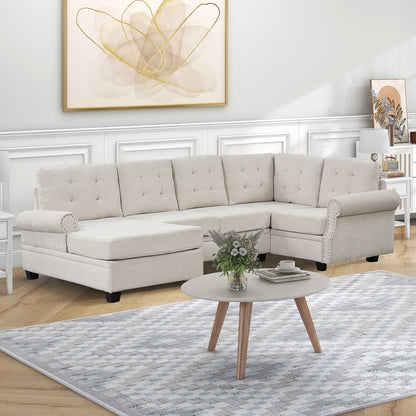 Aisha Modern U-Shaped Corner Sectional Sofa - Beige