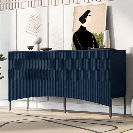 Arched Curved Bottom Doors Sideboard Buffet - Navy Blue