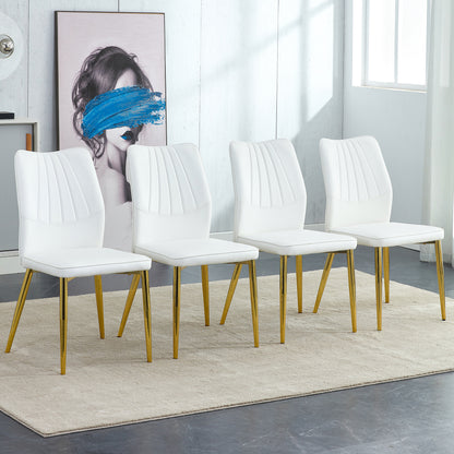 Baylor Dining Chairs with Golden Metal Leg (Set of 4) - White