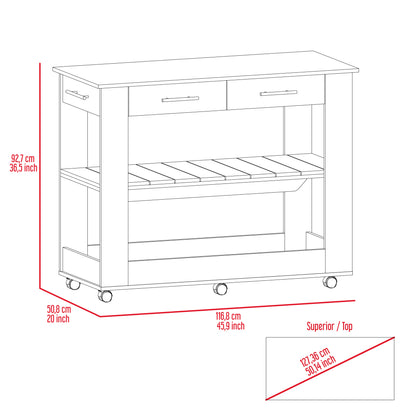 Cala Kitchen Island 46 - Black / Light Oak