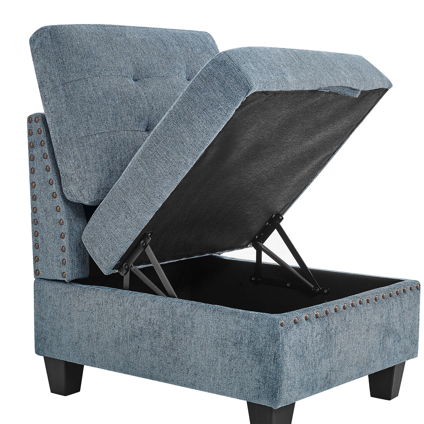 Molly Modular Sectional Sofa Four Single Chair and Two Corner - Navy Blue