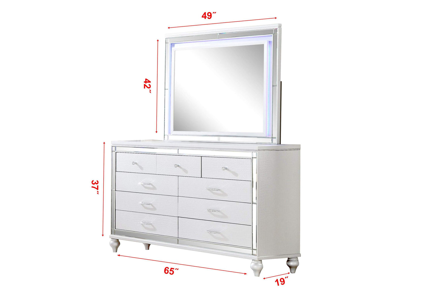Sterling Mirror Framed Dresser White