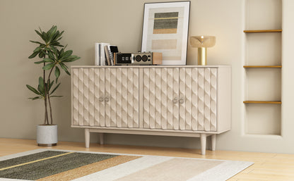 Celeste Convex Pattern Doors Sideboard Buffet - Almond