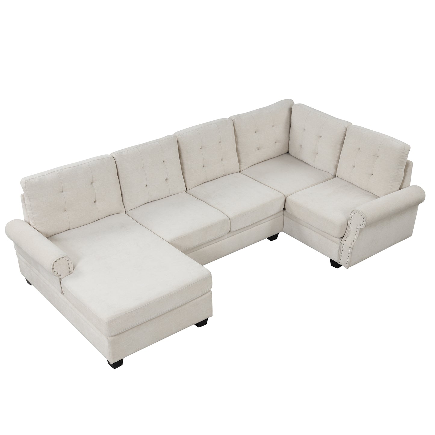 Aisha Modern U-Shaped Corner Sectional Sofa - Beige