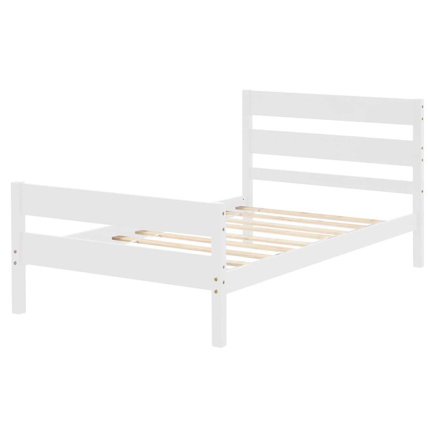 Saba Twin Size Platform Bed Frame - White