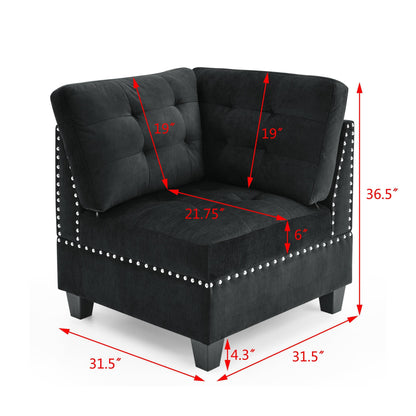Supa Modular Sectional Velvet Sofa Set 2 - Black