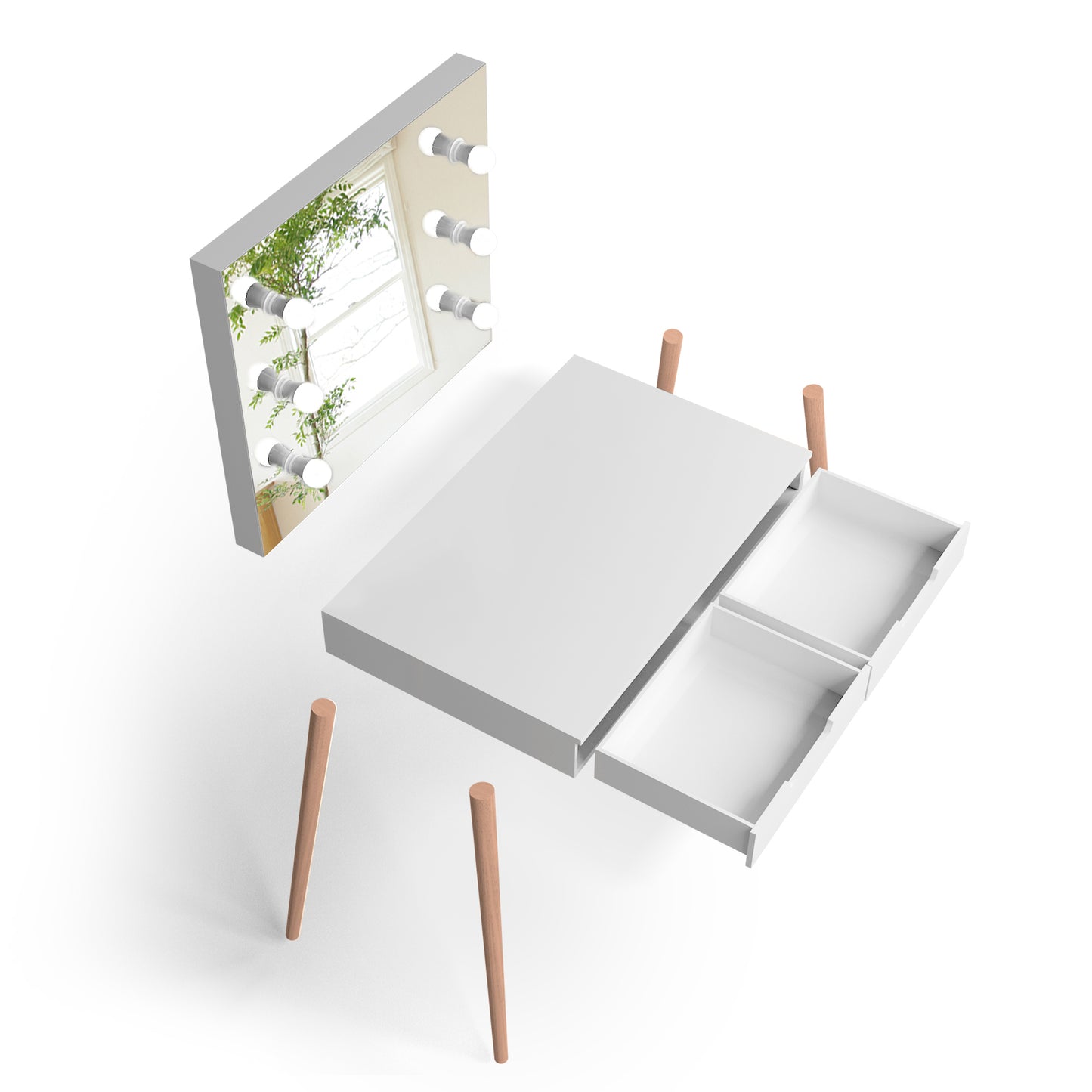 Evie Wooden Makeup Vanity Table with LED Light
