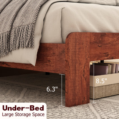 Olmi Queen Size Wood Platform Bed Frame - Dark Brown