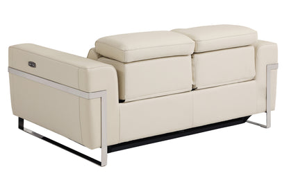 Regal Top Grain Italian Leather Loveseat with Power Recliner - Beige