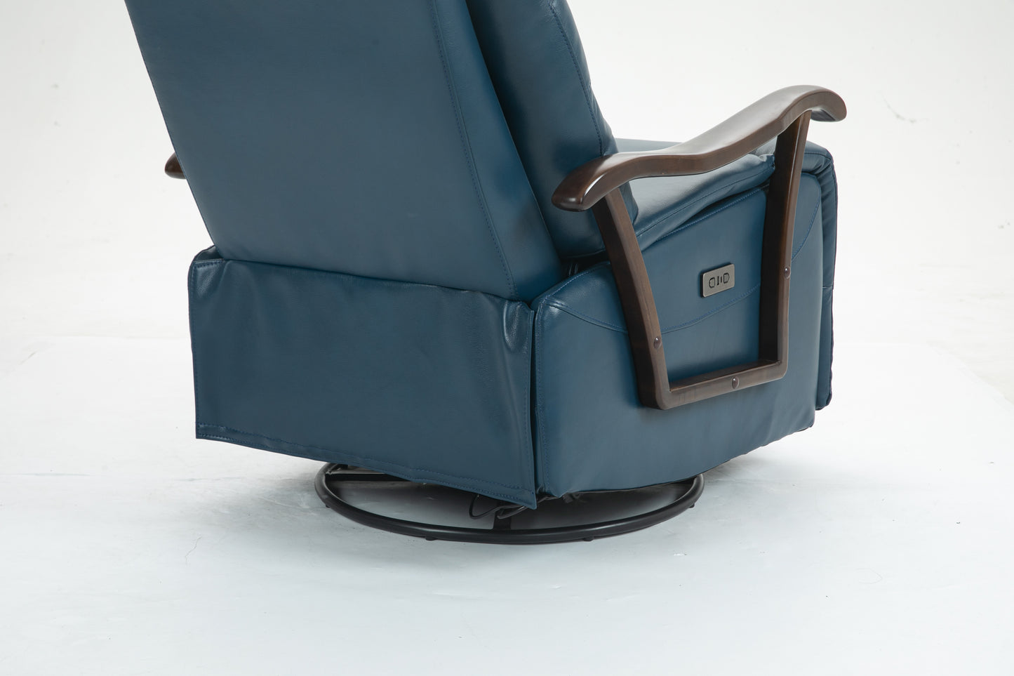 Berry Swivel Rocker Recliner Power Glider Chair with Solid Wood Armrests - Blue