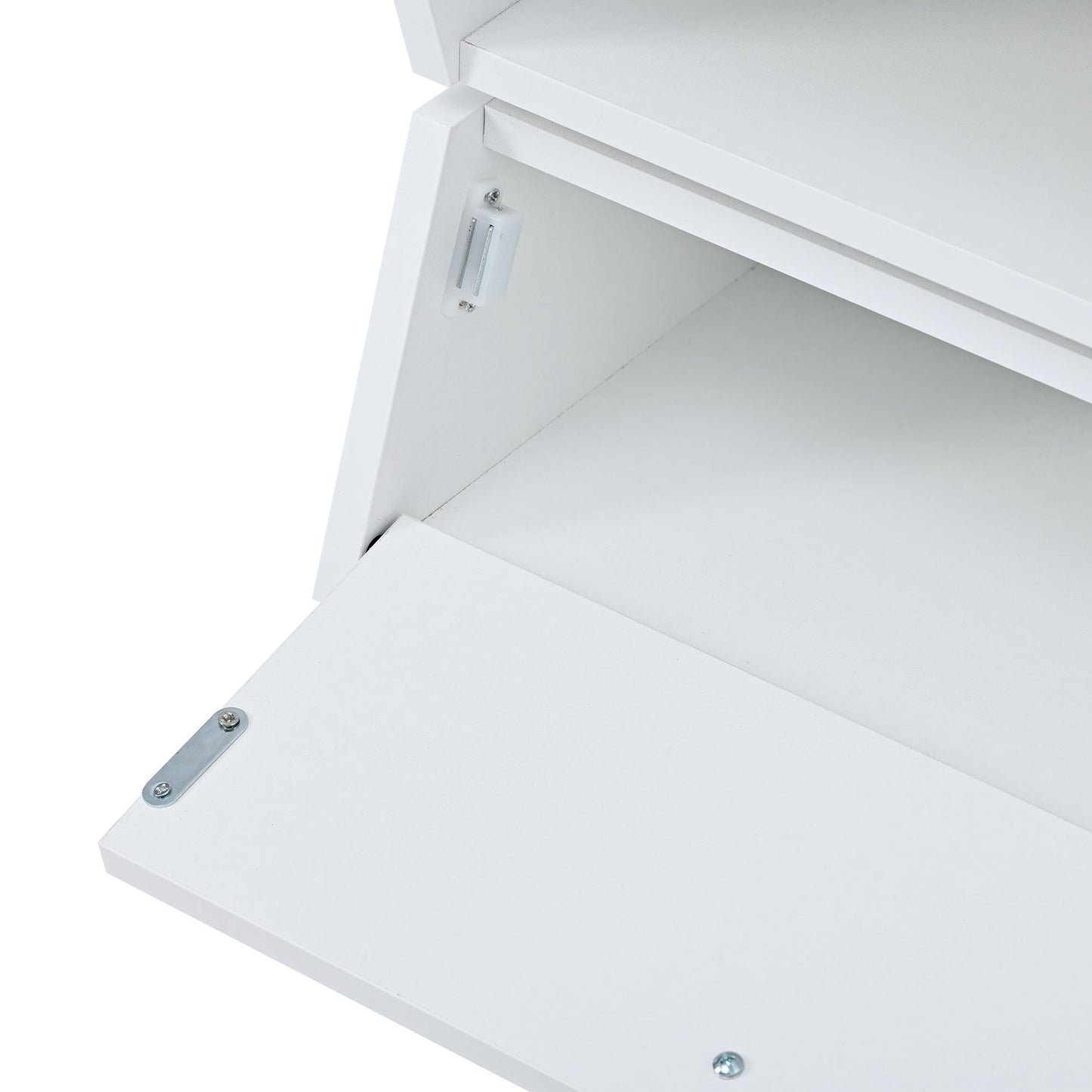 Geo Storage Glass-Top Coffee Table - White