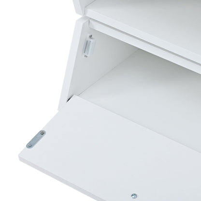 Geo Storage Glass-Top Coffee Table - White