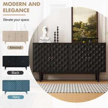 Celeste Convex Pattern Doors Sideboard Buffet - Black