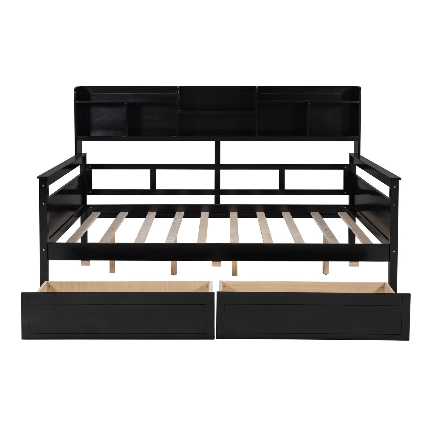 Ozi Full Size Metal Daybed with 2 Drawers - Espresso