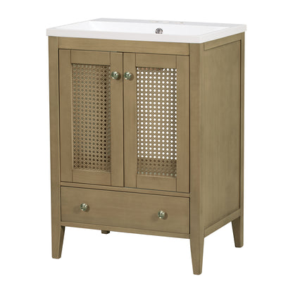Rattan 24" Bathroom Vanity with Ceramic Basin