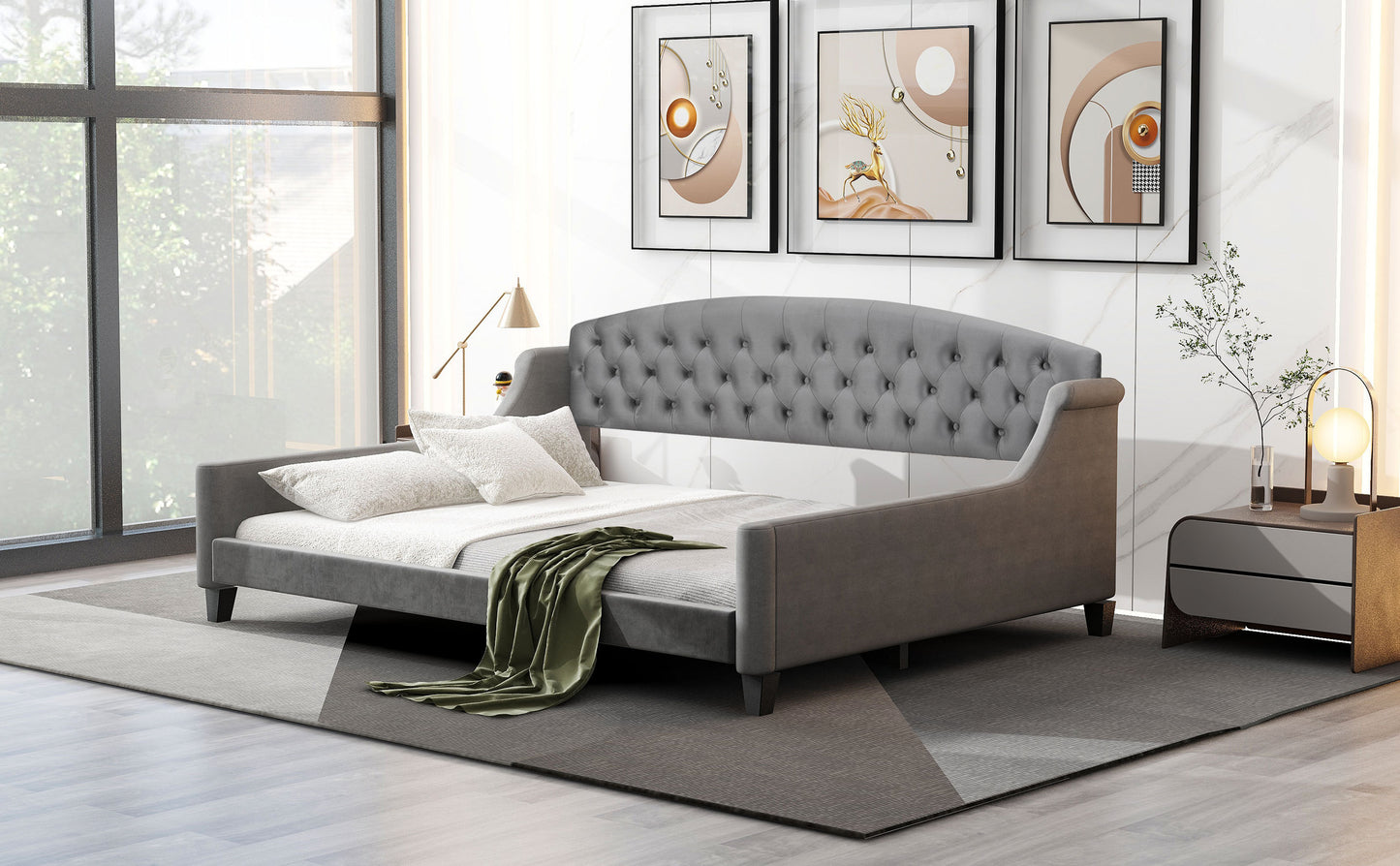 AF Luxury Tufted Button Full Size Daybed - Gray
