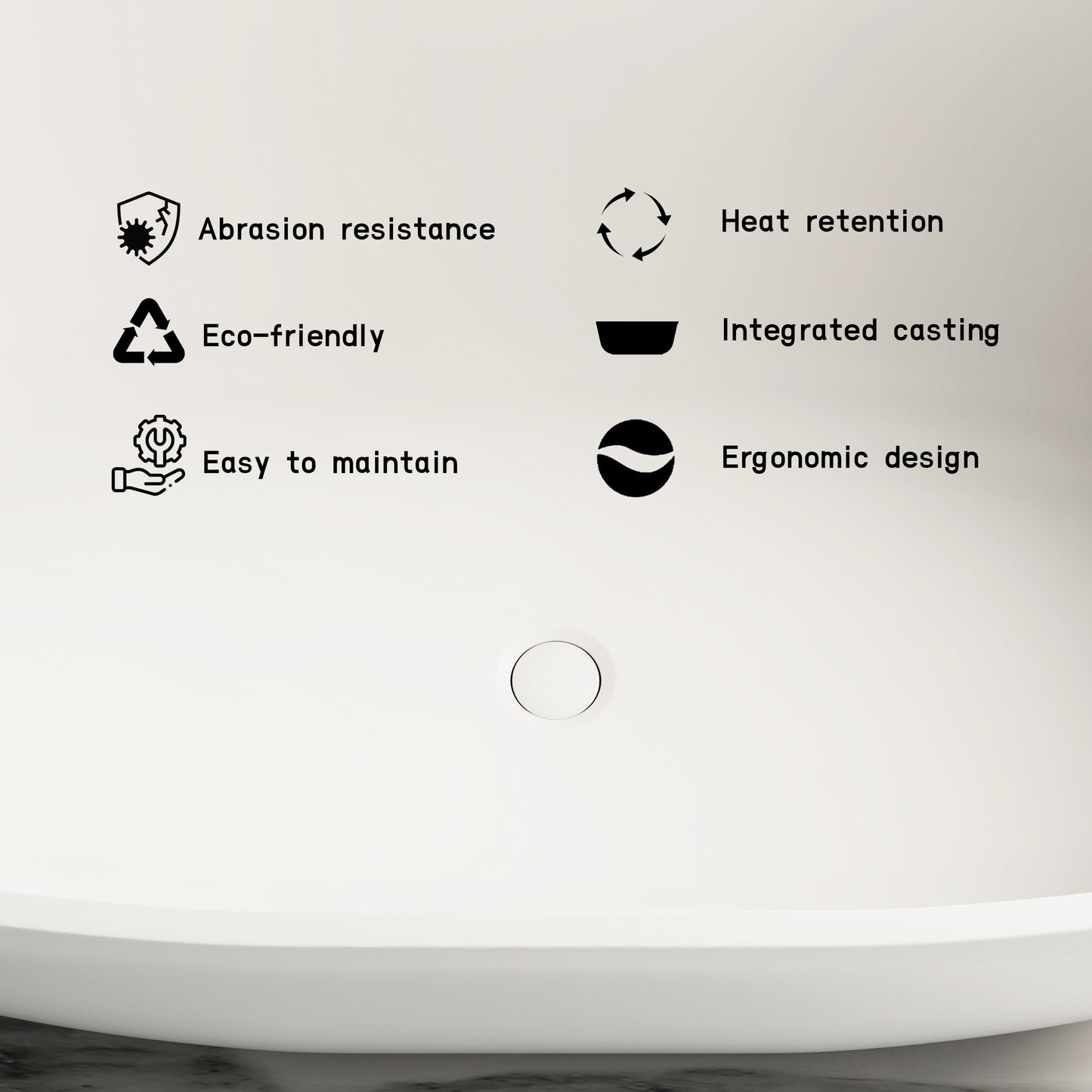Mew 61" Solid Surface Freestanding Soaking Bathtub - Matte White