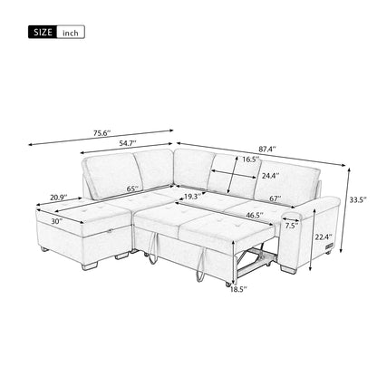 Kwame Sleeper Sectional Sofa - Dark Gray