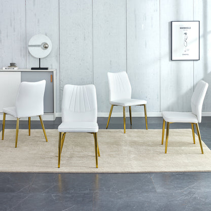 Baylor Dining Chairs with Golden Metal Leg (Set of 4) - White